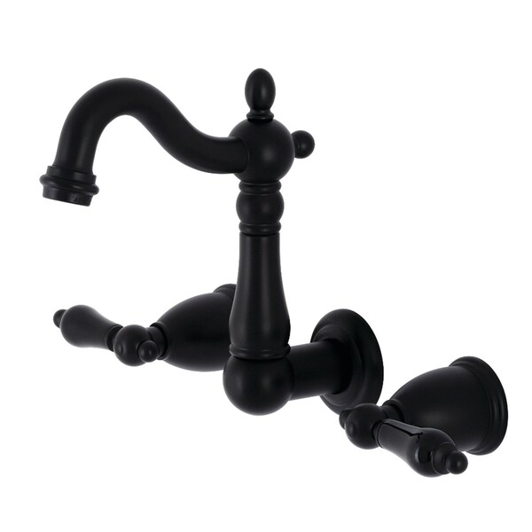 KS1220PKL Duchess Two-Handle Wall Mount Bathroom Faucet, Matte Black